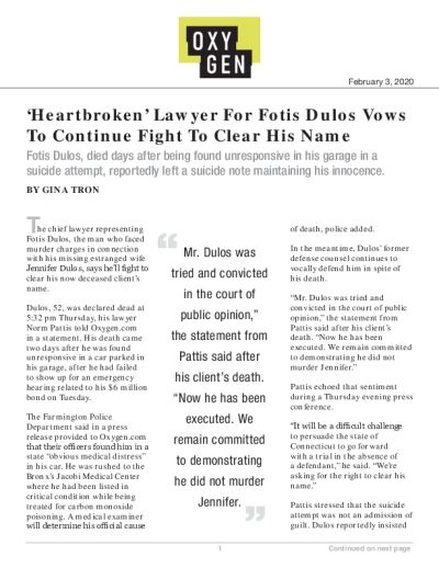 'Heartbroken' Lawyer For Fotis Dulos Vows To Continue Fight To Clear His Name