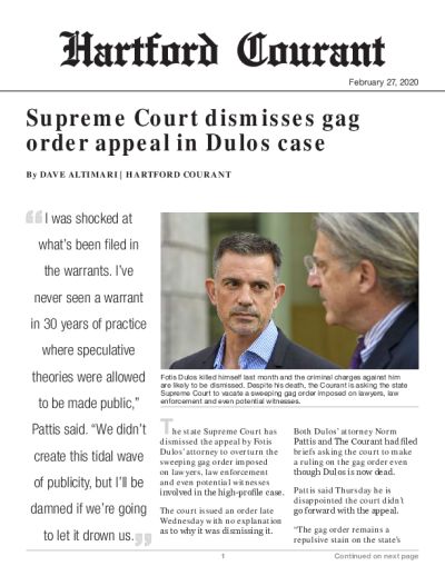 Supreme Court dismisses gag order appeal in Dulos case