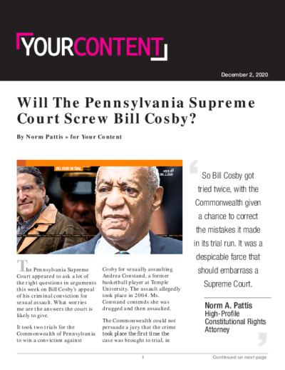 Will The Pennsylvania Supreme Court Screw Bill Cosby?