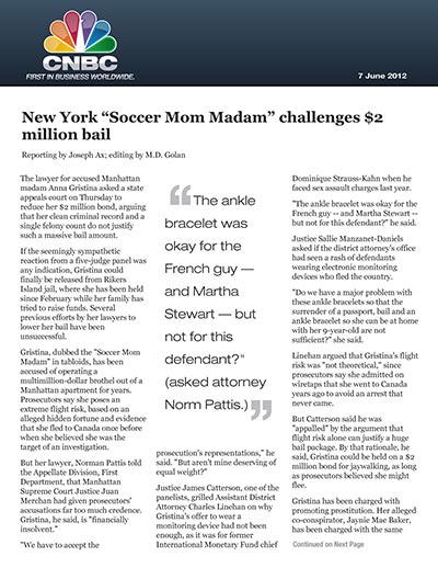 New York "Soccer Mom Madam" challenges $2 million bail