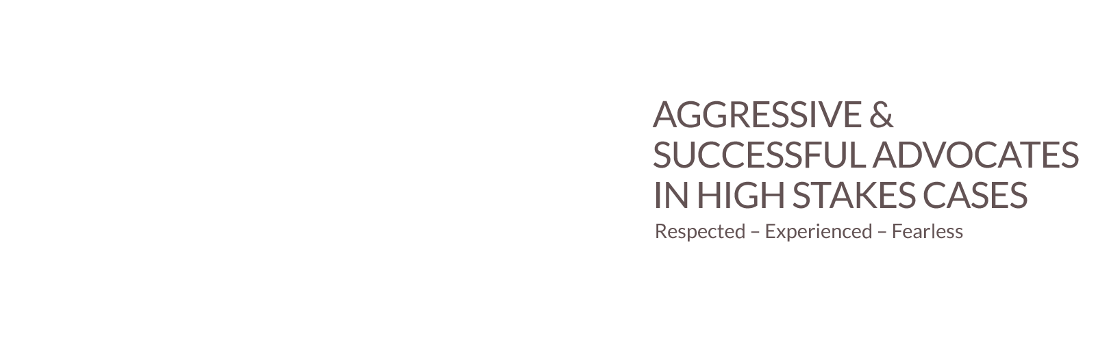 Aggressive & Successful advocates in high stakes cases - Respected - Experienced - Fearless